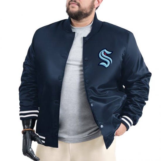 Seattle Kraken Adaptive Bold Logo Varsity Satin Jacket Seattle Kraken Adaptive Bold Logo Varsity Satin Jacket