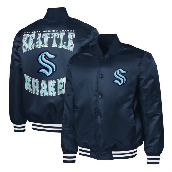 Seattle Kraken Adaptive Bold Logo Varsity Satin Jacket