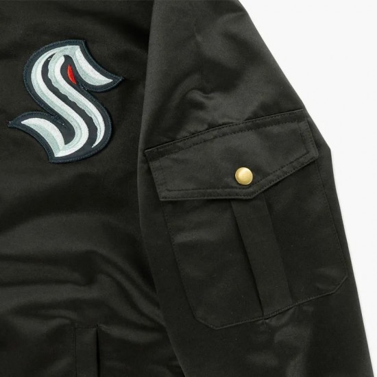 Seattle Kraken Team Leader Black Bomber Jacket Seattle Kraken Team Leader Black Bomber Jacket