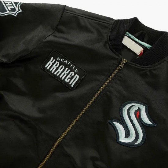 Seattle Kraken Team Leader Black Bomber Jacket Seattle Kraken Team Leader Black Bomber Jacket