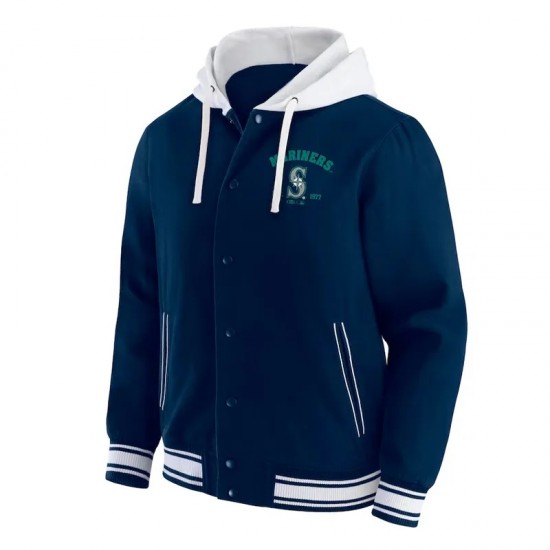 Seattle Mariners Navy Cotton Hooded Jacket Seattle Mariners Navy Cotton Hooded Jacket