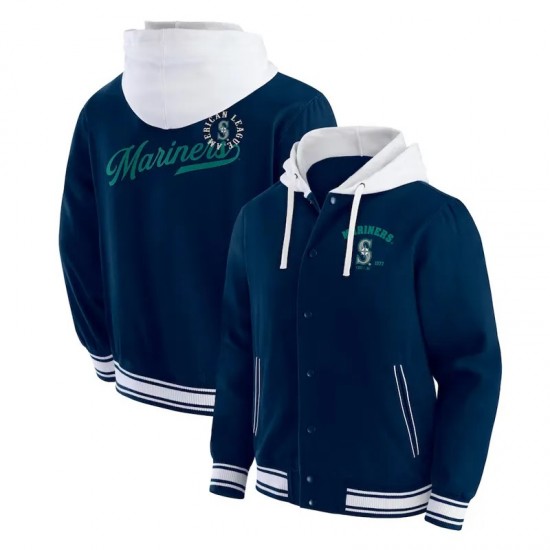 Seattle Mariners Navy Cotton Hooded Jacket Seattle Mariners Navy Cotton Hooded Jacket