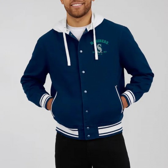 Seattle Mariners Navy Cotton Hooded Jacket Seattle Mariners Navy Cotton Hooded Jacket