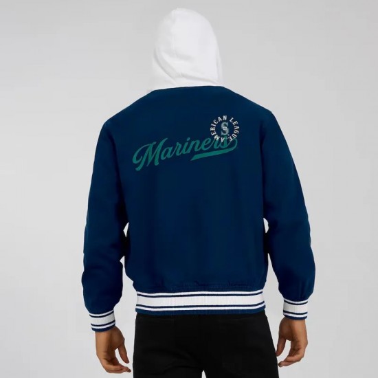 Seattle Mariners Navy Cotton Hooded Jacket Seattle Mariners Navy Cotton Hooded Jacket