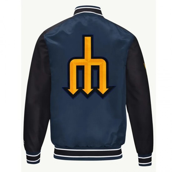 Seattle Mariners Navy Varsity Satin Jacket