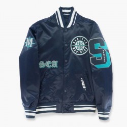 Seattle Mariners Olde Time Navy Satin Jacket Seattle Mariners Olde Time Navy Satin Jacket