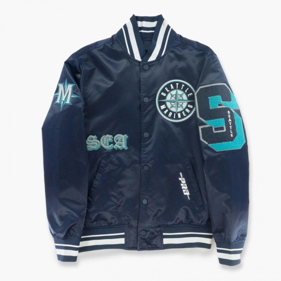 Seattle Mariners Olde Time Navy Satin Jacket Seattle Mariners Olde Time Navy Satin Jacket