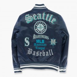 Seattle Mariners Olde Time Navy Satin Jacket Seattle Mariners Olde Time Navy Satin Jacket