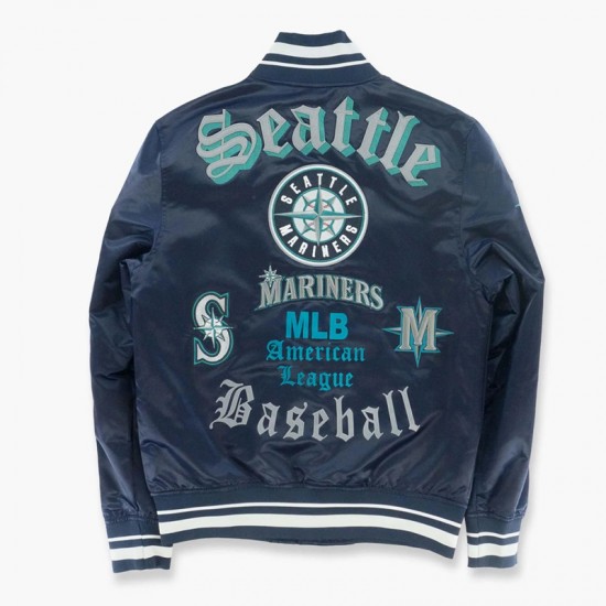 Seattle Mariners Olde Time Navy Satin Jacket Seattle Mariners Olde Time Navy Satin Jacket