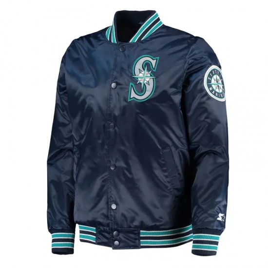 Seattle Mariners The Diamond Navy Satin Jacket Seattle Mariners The Diamond Navy Satin Jacket