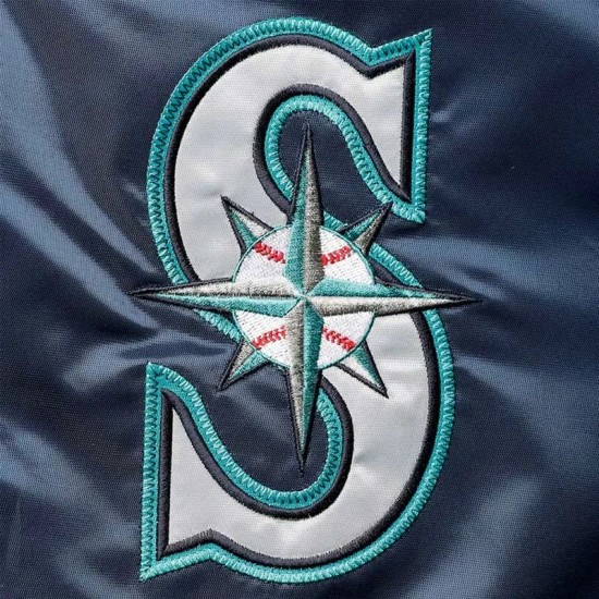 Seattle Mariners The Diamond Navy Satin Jacket Seattle Mariners The Diamond Navy Satin Jacket