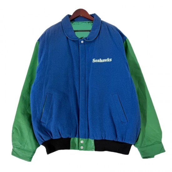 Seattle Seahawks 1990’s Royal and Green Varsity Jacket