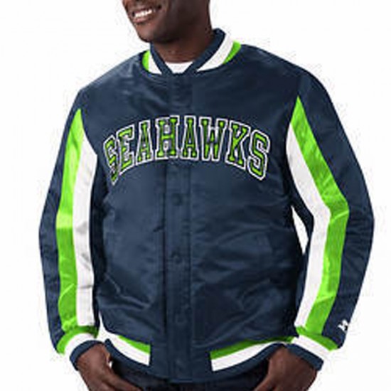 Seattle Seahawks Ace Navy Satin Jacket
