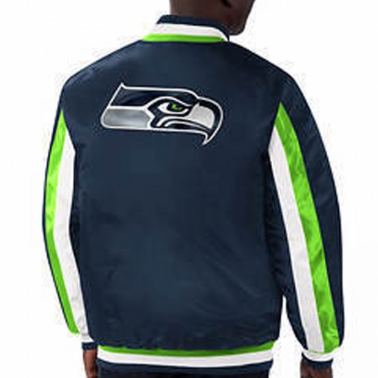 Seattle Seahawks Ace Navy Satin Jacket