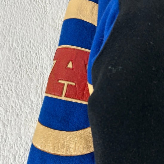 Seattle Seahawks Black and Royal Varsity Wool/Leather Jacket