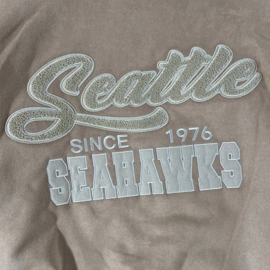 Seattle Seahawks Brown and White Varsity Wool Jacket