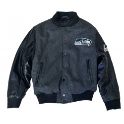 Seattle Seahawks Classic Varsity Charcoal and Black Jacket