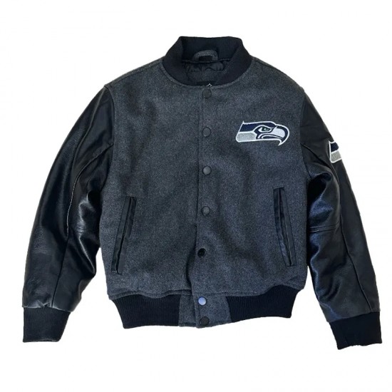 Seattle Seahawks Classic Varsity Charcoal and Black Jacket