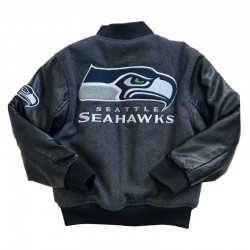 Seattle Seahawks Classic Varsity Charcoal and Black Jacket