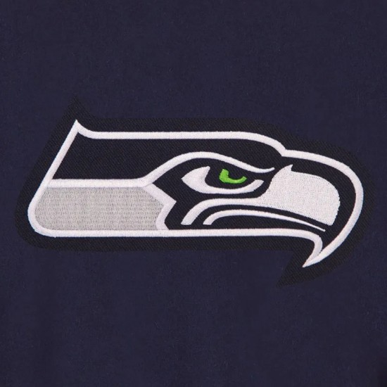 Seattle Seahawks College Navy Embroidered Logo Varsity Wool Jacket