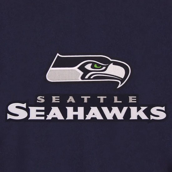 Seattle Seahawks College Navy Embroidered Logo Varsity Wool Jacket