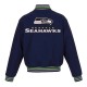 Seattle Seahawks College Navy Embroidered Logo Varsity Wool Jacket
