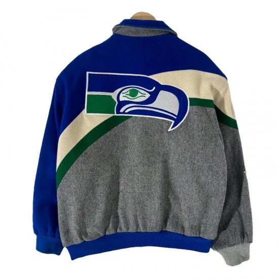 Seattle Seahawks Color Block Varsity Wool Jacket Seattle Seahawks Color Block Varsity Wool Jacket