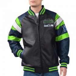 Seattle Seahawks G-III Faux Varsity Leather Jacket Seattle Seahawks G-III Faux Varsity Leather Jacket