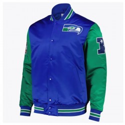Seattle Seahawks Heavyweight Royal and Green Satin Jacket