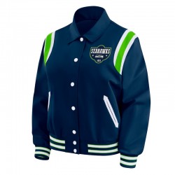 Seattle Seahawks Lightweight Navy Varsity Satin Jacket
