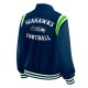Seattle Seahawks Lightweight Navy Varsity Satin Jacket