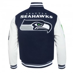 Seattle Seahawks Mashup Rib Varsity Wool/Leather Jacket Seattle Seahawks Mashup Rib Varsity Wool/Leather Jacket