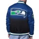 Seattle Seahawks Pass Rush Royal Varsity Satin Jacket Seattle Seahawks Pass Rush Royal Varsity Satin Jacket