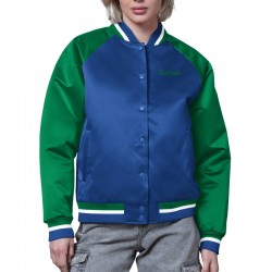 Seattle Seahawks Royal and Green Varsity Satin Jacket