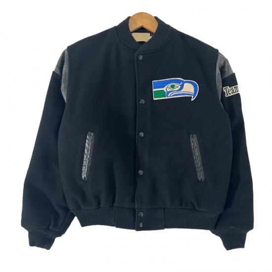 Seattle Seahawks Teddy Navy Varsity Wool Jacket