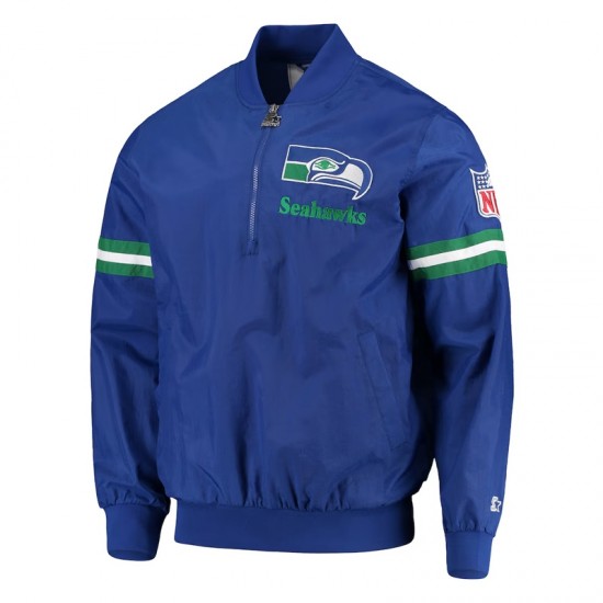 Seattle Seahawks Throwback Jet Half-Zip Blue Jacket Seattle Seahawks Throwback Jet Half-Zip Blue Jacket