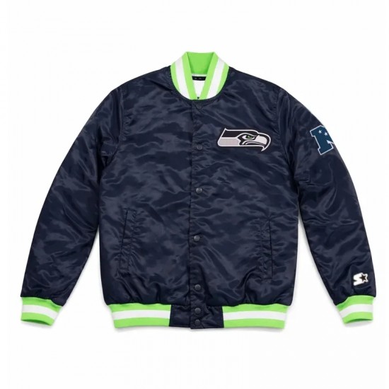 Seattle Seahawks Throwback Navy Satin Jacket Seattle Seahawks Throwback Navy Satin Jacket