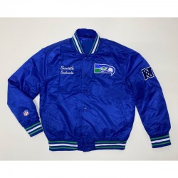 Seattle Seahawks Throwback Royal Satin Jacket