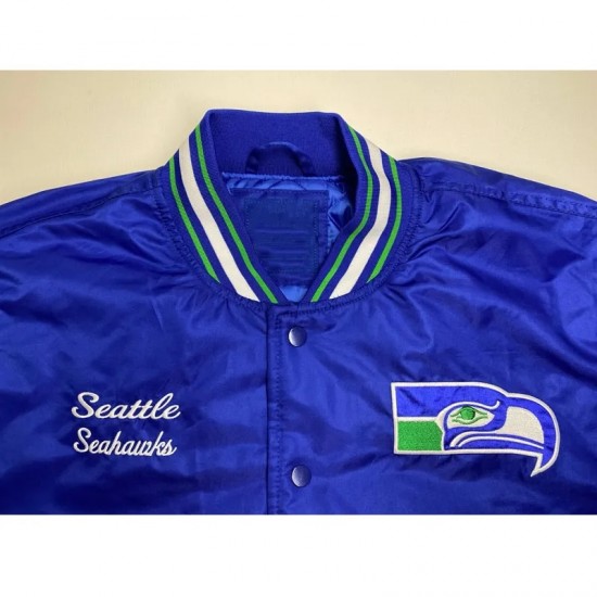 Seattle Seahawks Throwback Royal Satin Jacket