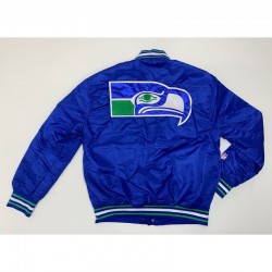 Seattle Seahawks Throwback Royal Satin Jacket