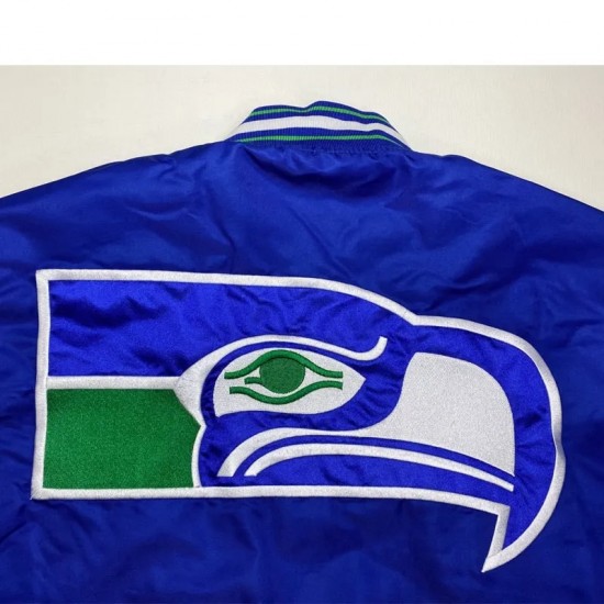 Seattle Seahawks Throwback Royal Satin Jacket Seattle Seahawks Throwback Royal Satin Jacket