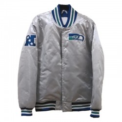 Seattle Seahawks Vintage Silver Varsity Satin Jacket
