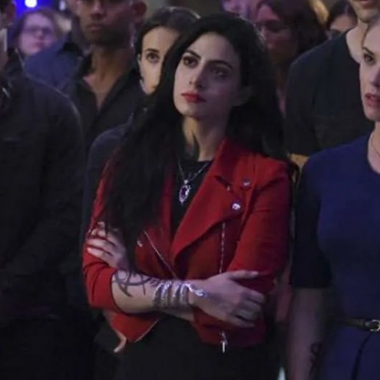 Shadowhunters S02 Emeraude Toubia Red Suede Jacket