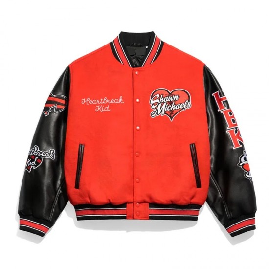 Shawn Michaels HBK Varsity Wool and Leather Jacket Shawn Michaels HBK Varsity Wool and Leather Jacket