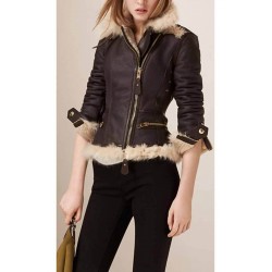 Women B3 Brown Shearling Aviator Leather Jacket