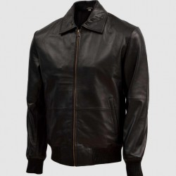 Sheep Leather Black  Bomber Jacket