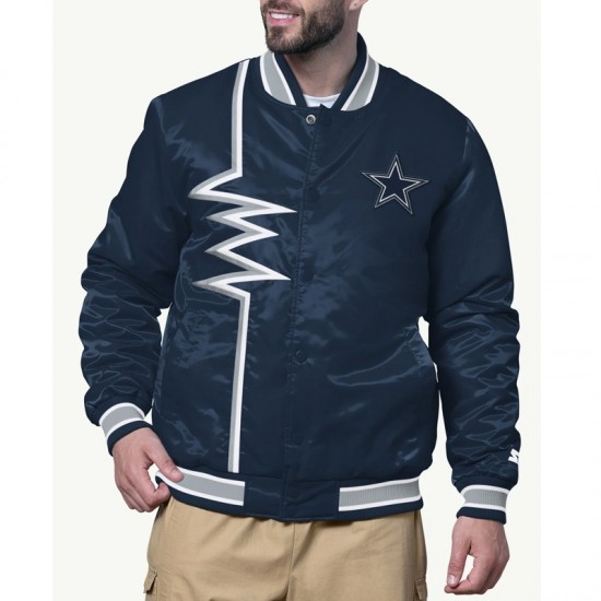 Shock Wave Dallas Cowboys Navy Satin Jacket Shock Wave Dallas Cowboys Navy Satin Jacket