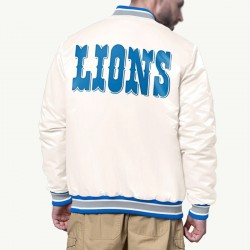 Shock Wave Detroit Lions Light Cream Satin Jacket Shock Wave Detroit Lions Light Cream Satin Jacket