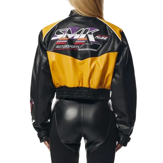 SMK Race Car Bomber Leather Jacket - Stylish High-Quality Racing Apparel