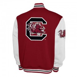 South Carolina Gamecocks Fleece Burgundy and White Varsity Jacket South Carolina Gamecocks Fleece Burgundy and White Varsity Jacket